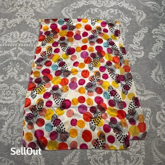 Women's Colorful Polka Dot Scarf Multicolor OS Standard 56"x18" Red - Picture 1 of 3